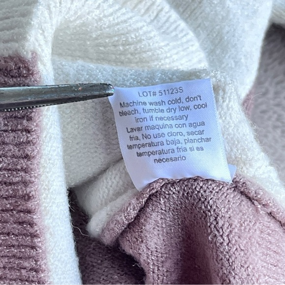 Poof Apparel Colorblock Sweater in Tan and White - Picture 5 of 7